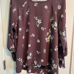 Floral Print Women's Top - Purple